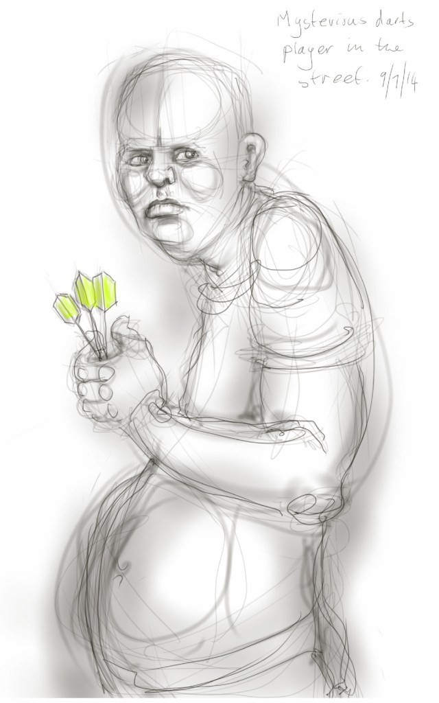 mysterious darts player