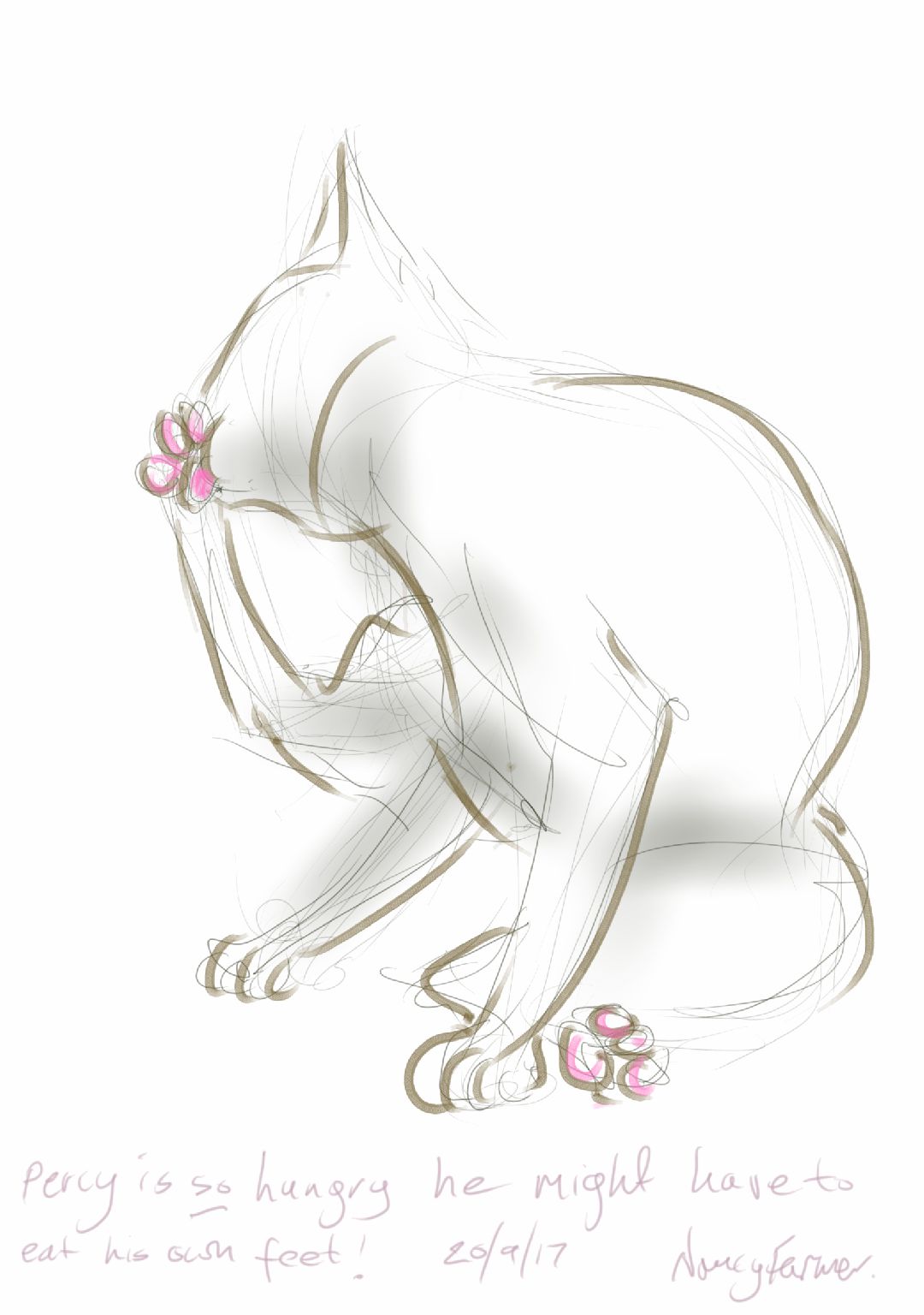 Percy Cat attempts to eat his own feet, I