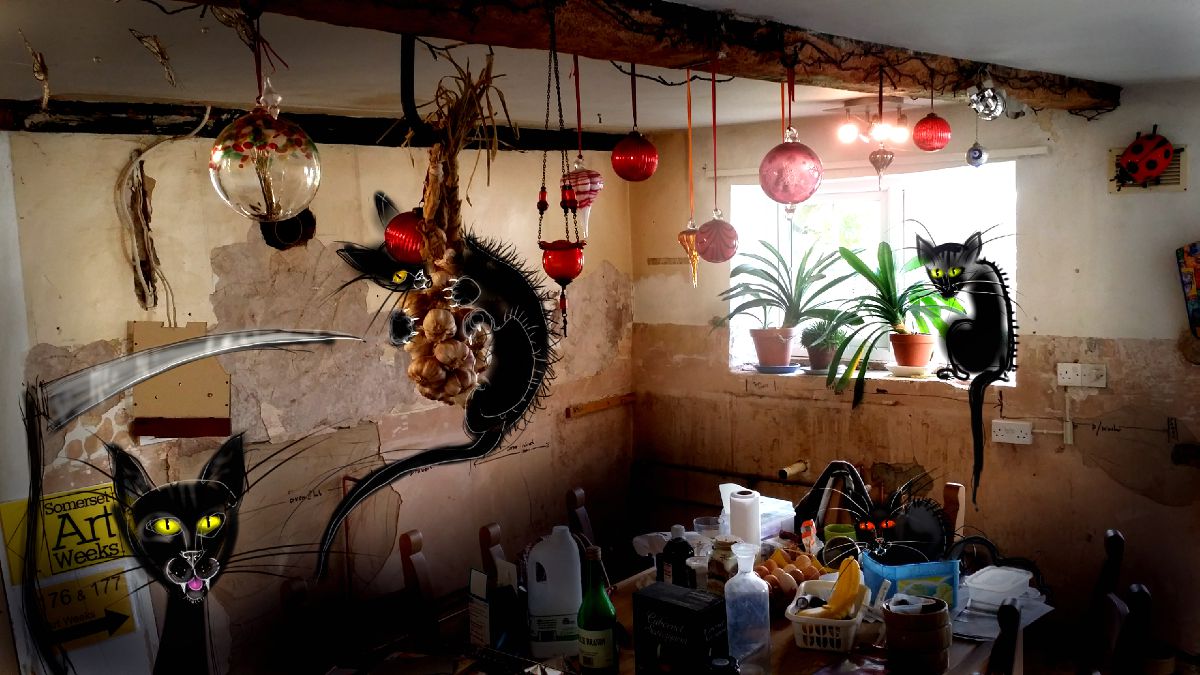 The Four Cats of the Apocalypse are in our kitchen