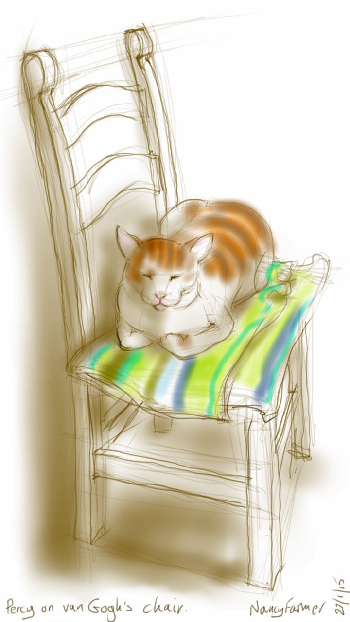 Percy on van Gogh's chair
