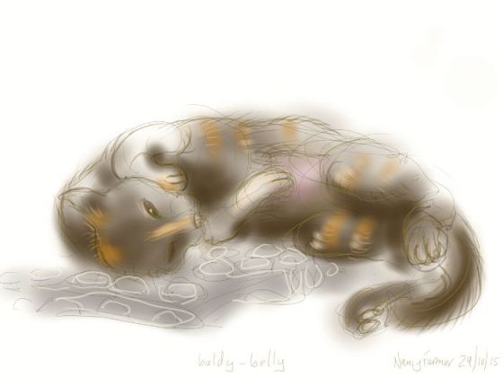 Freyja shows off her battle scar...