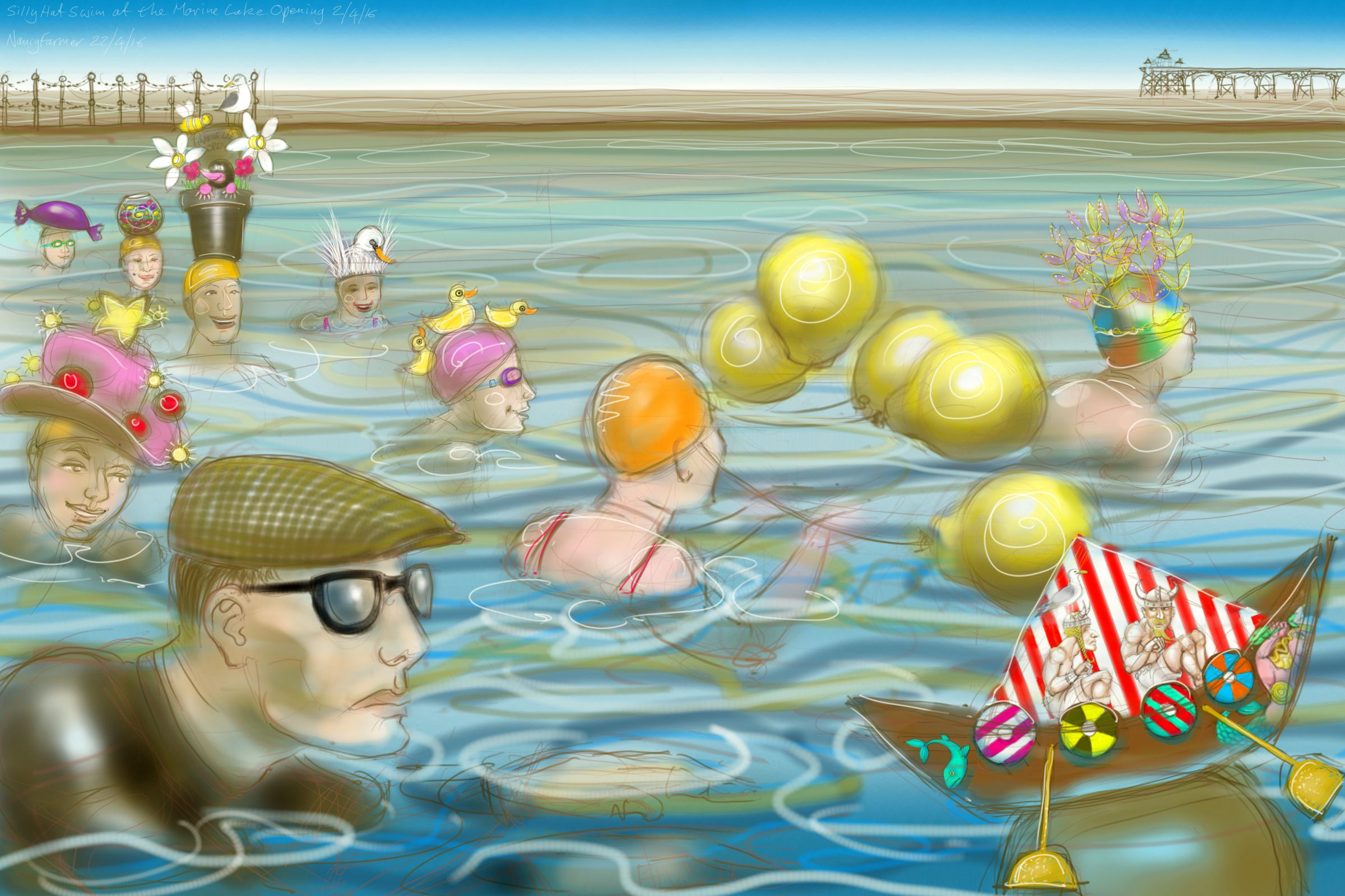 The Silly Hat Swim at Clevedon Marine Lake Opening