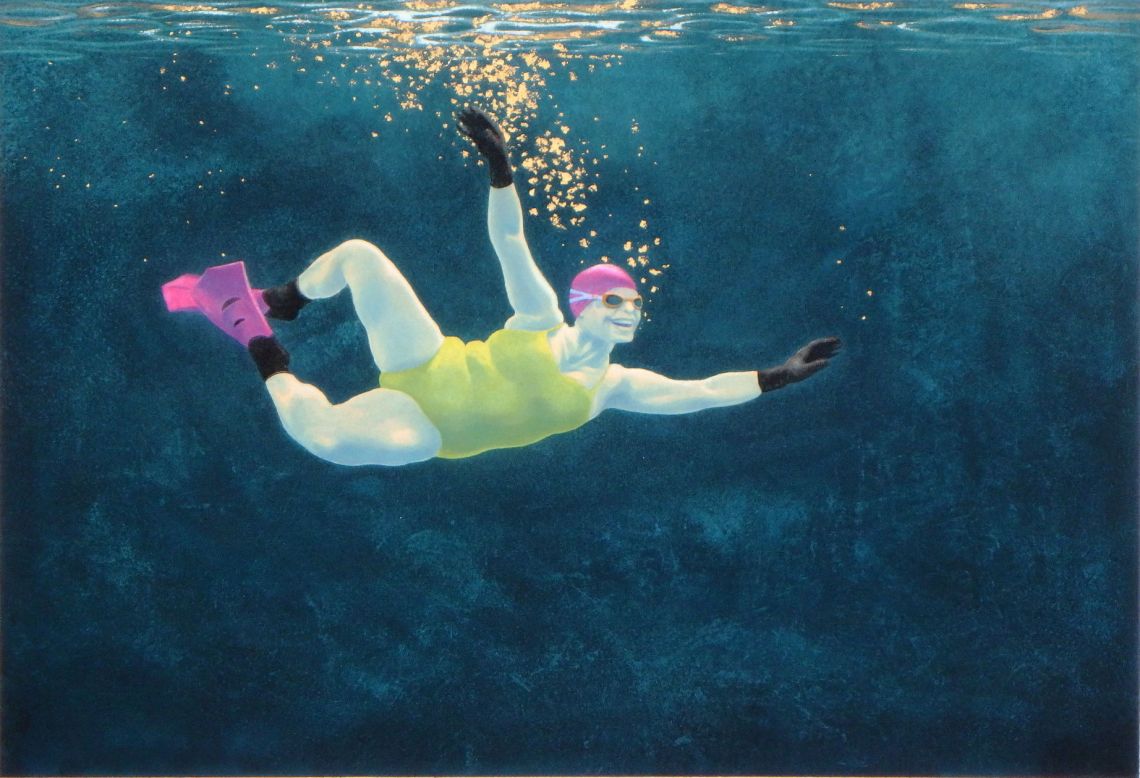 Sally, at Vobster Quay, watercolour and gold leaf