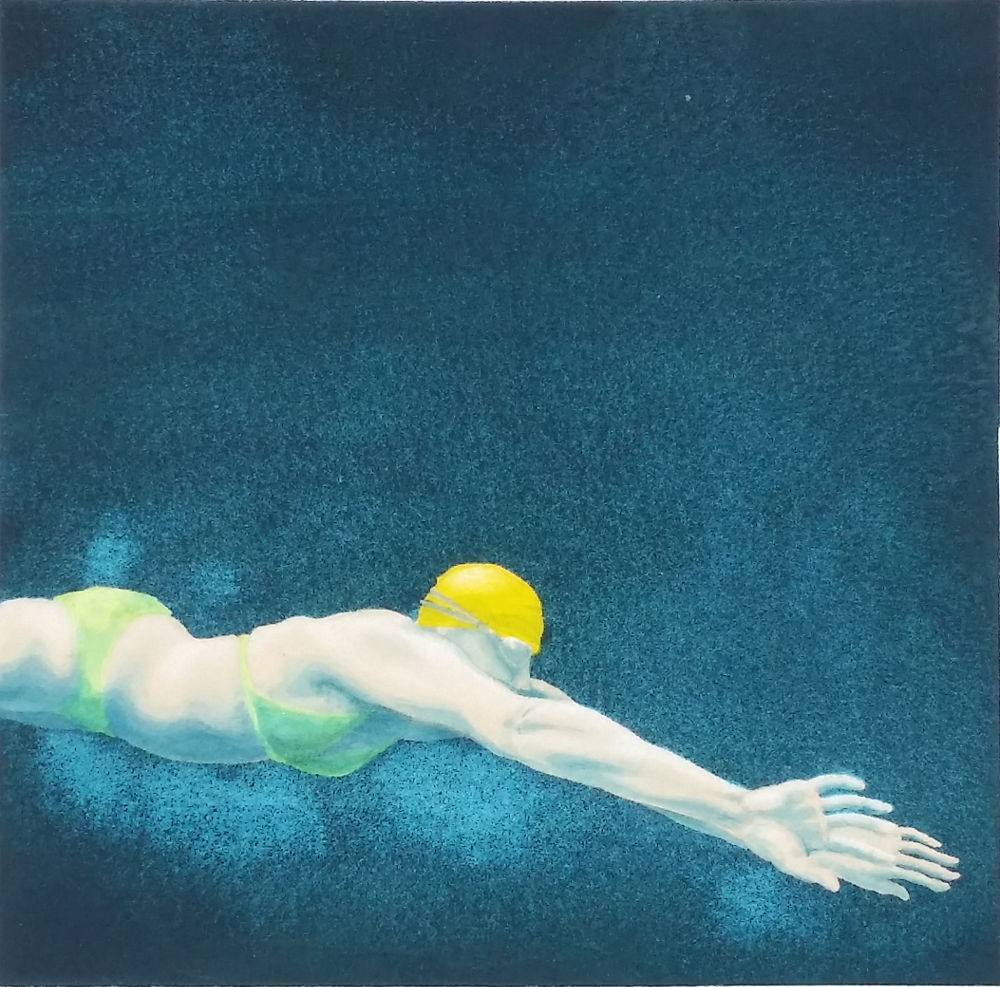 Mini Swimmer 25 in gouache