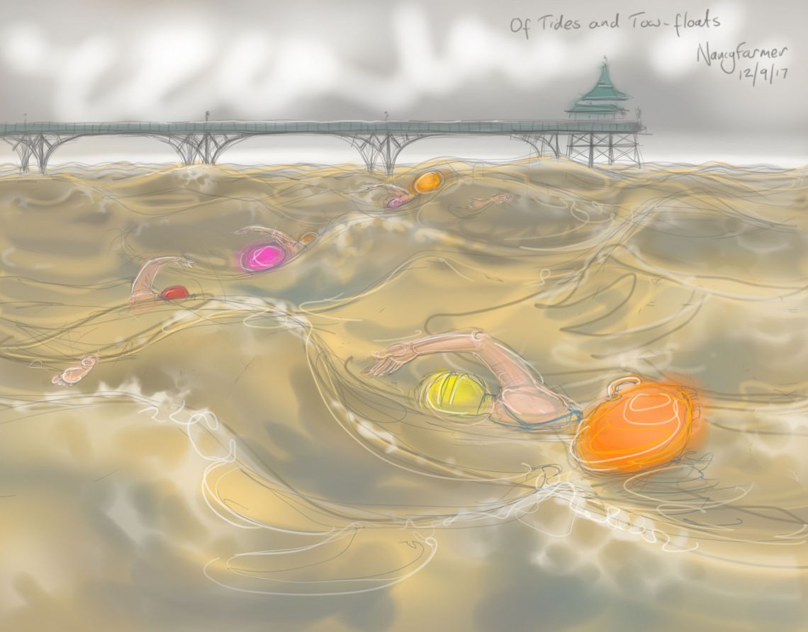 Of Tides & Tow-Floats - drawing by Nancy Farmer