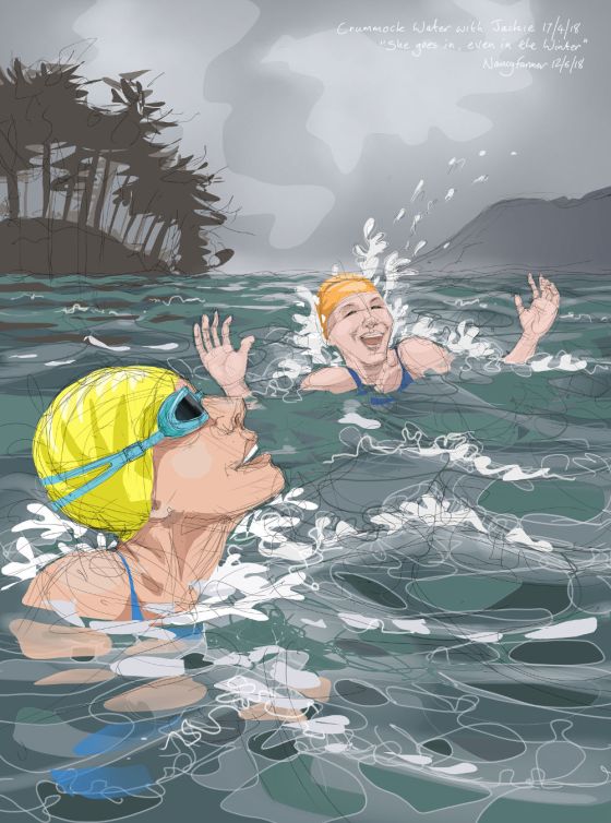 Swimming with Jackie in Crummock Water, Cumbria