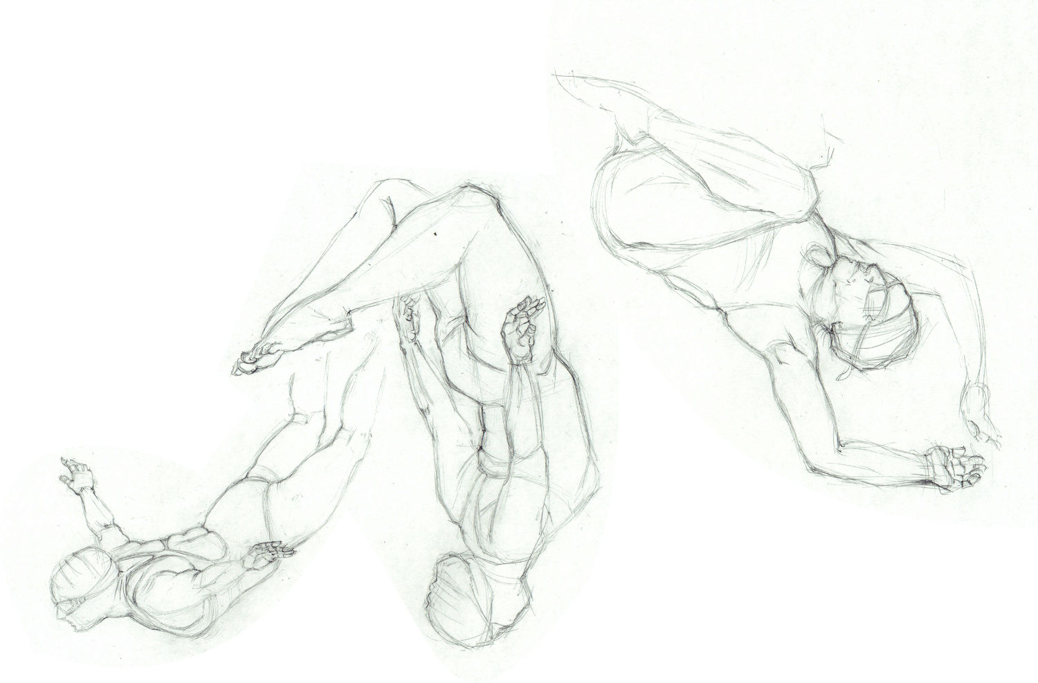 Wednesday swimmers - pencil sketches