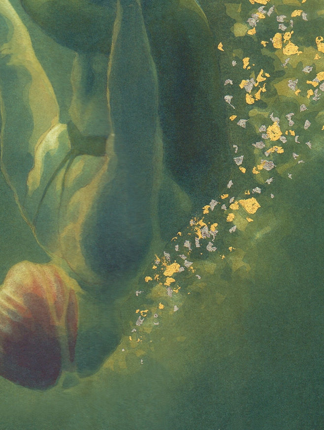 Detail of tiny fragments of gold leaf