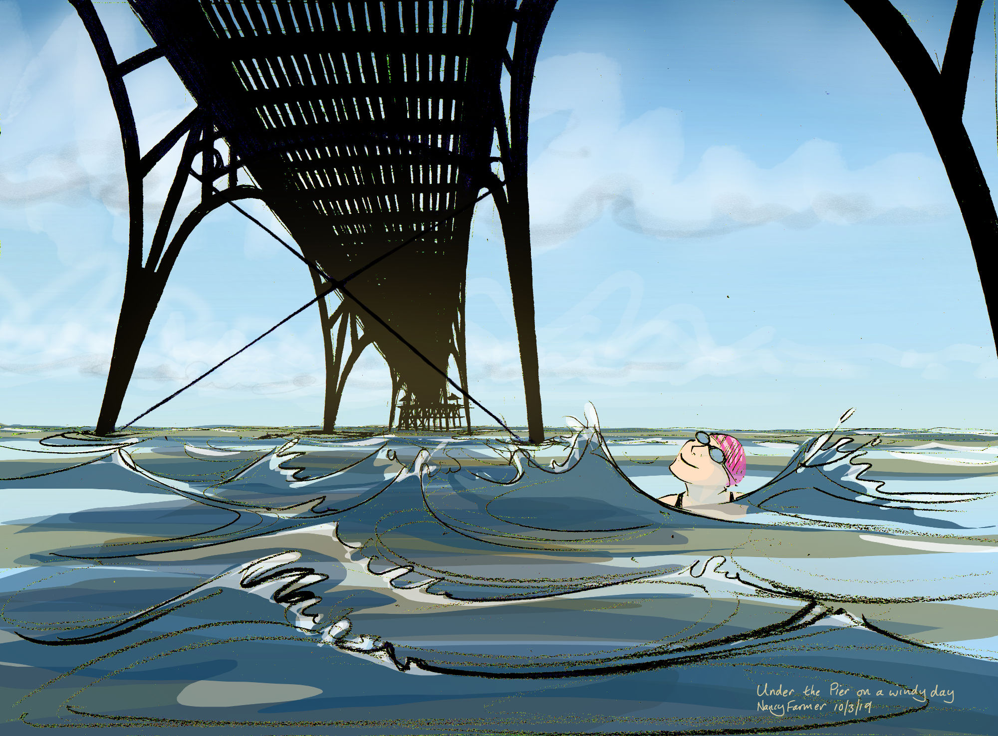 Under Clevedon Pier on a Windy Day