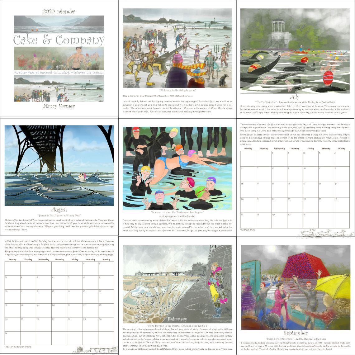 2020 calendar by Nancy Farmer - some of the images
