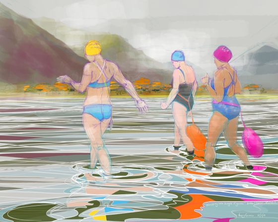 "Stepping into Single Figures" - drawing by Nancy Farmer