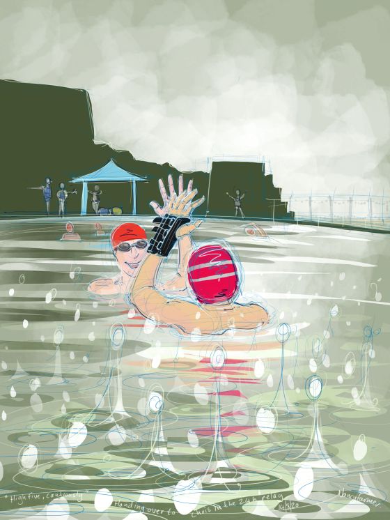 "High Five. Cautiously" - digital drawing by Nancy Farmer