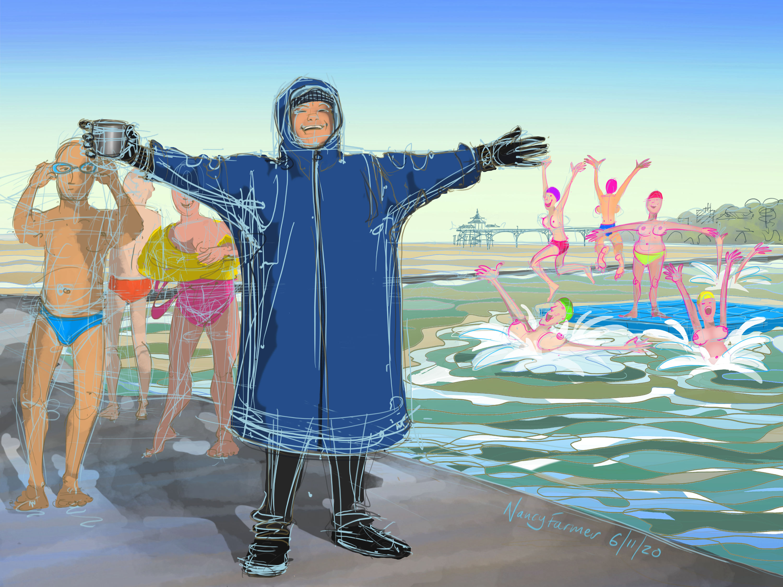 "Staying Sane" - digital drawing by Nancy Farmer