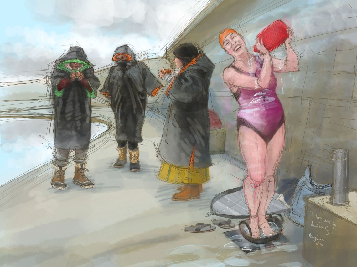 Hilary does it Differently - digital drawing by Nancy Farmer