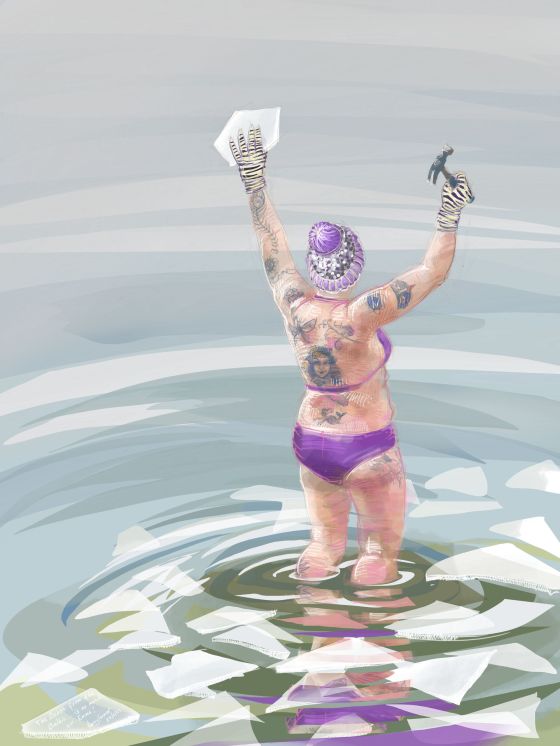 "The Beast from the Baltic... is no match for Emma" - digital drawing by Nancy Farmer