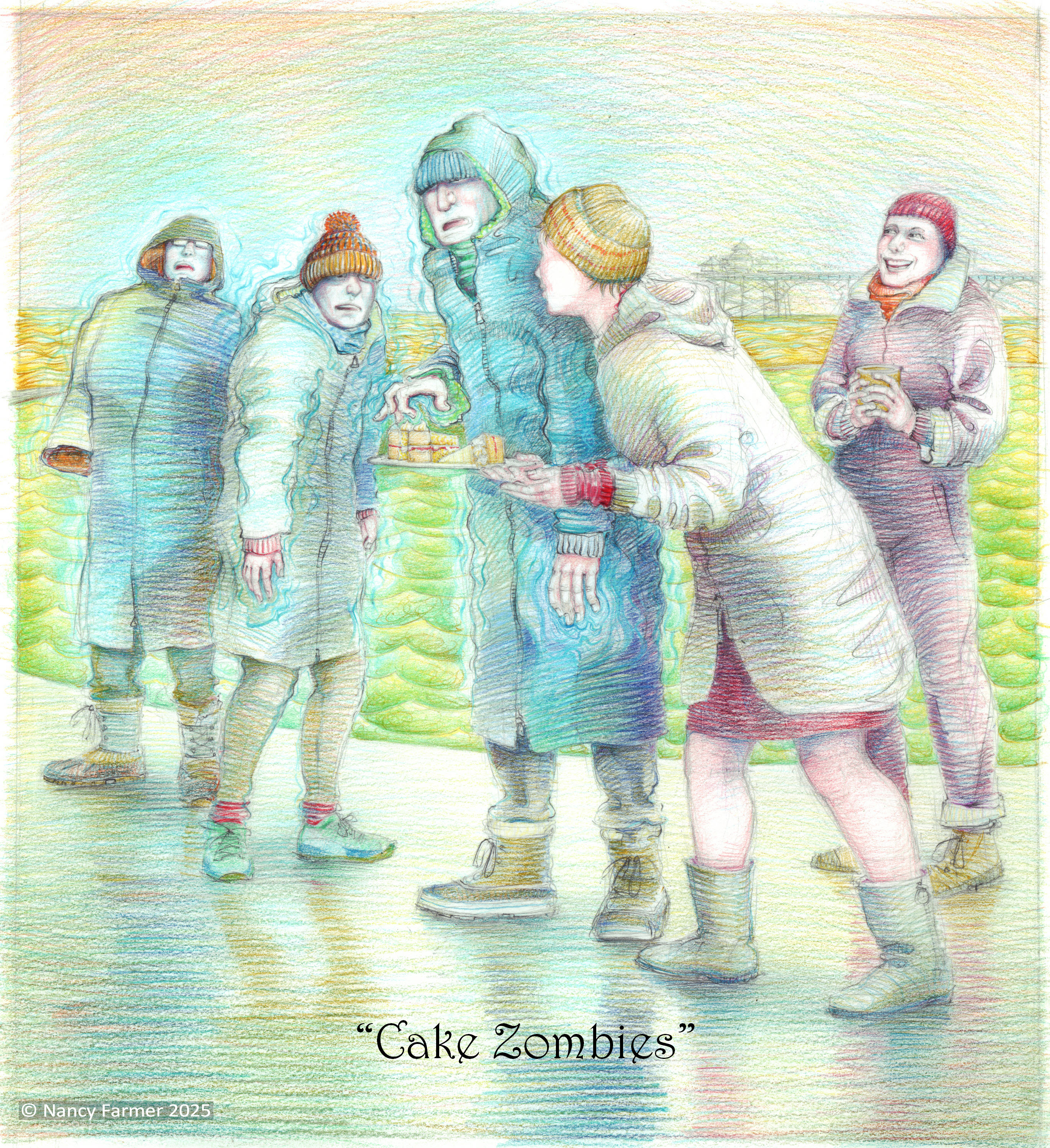 "Cake Zombies" - drawing by Nancy Farmer