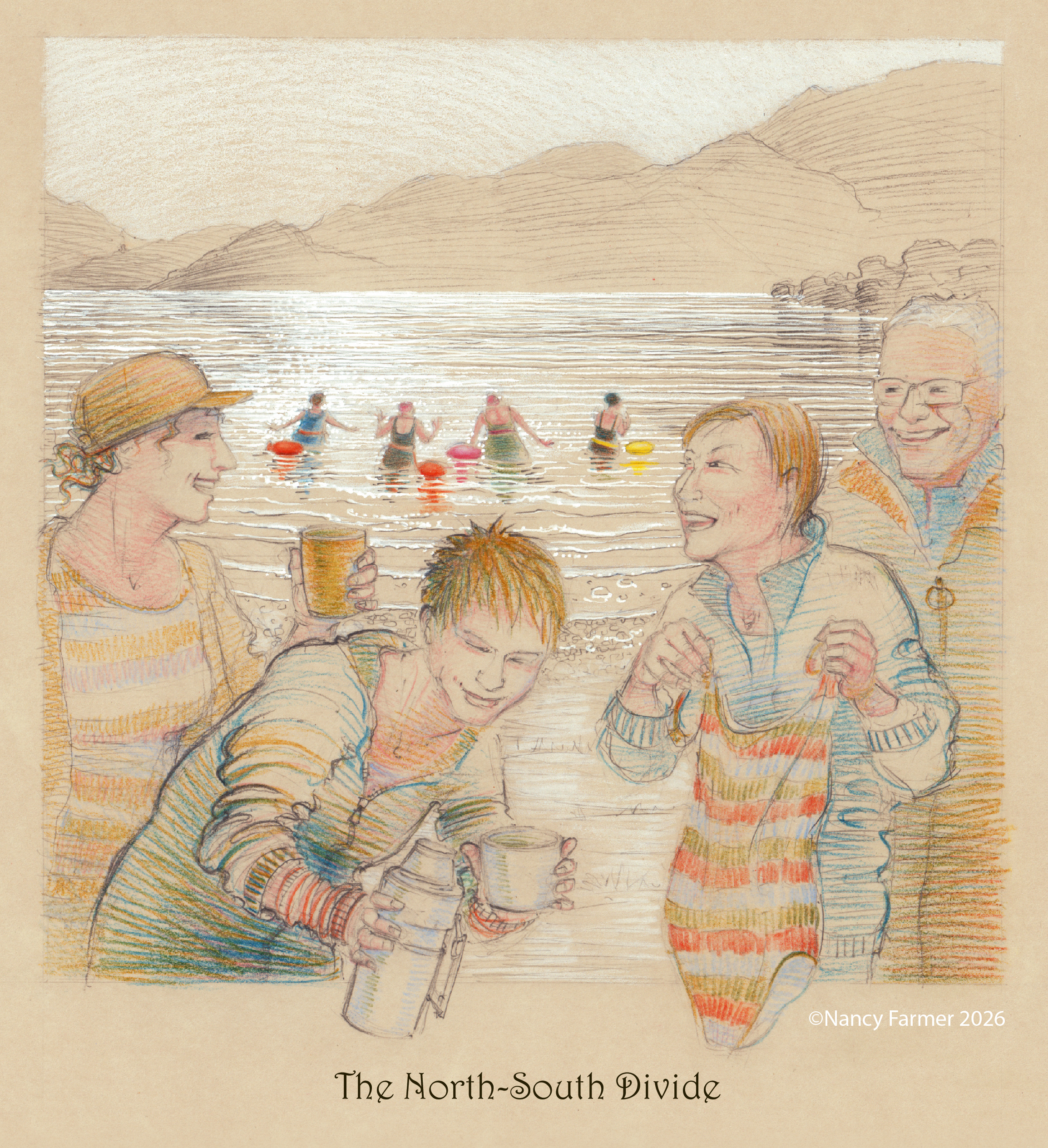 The North South Divide - drawing in pencil by Nancy Farmer