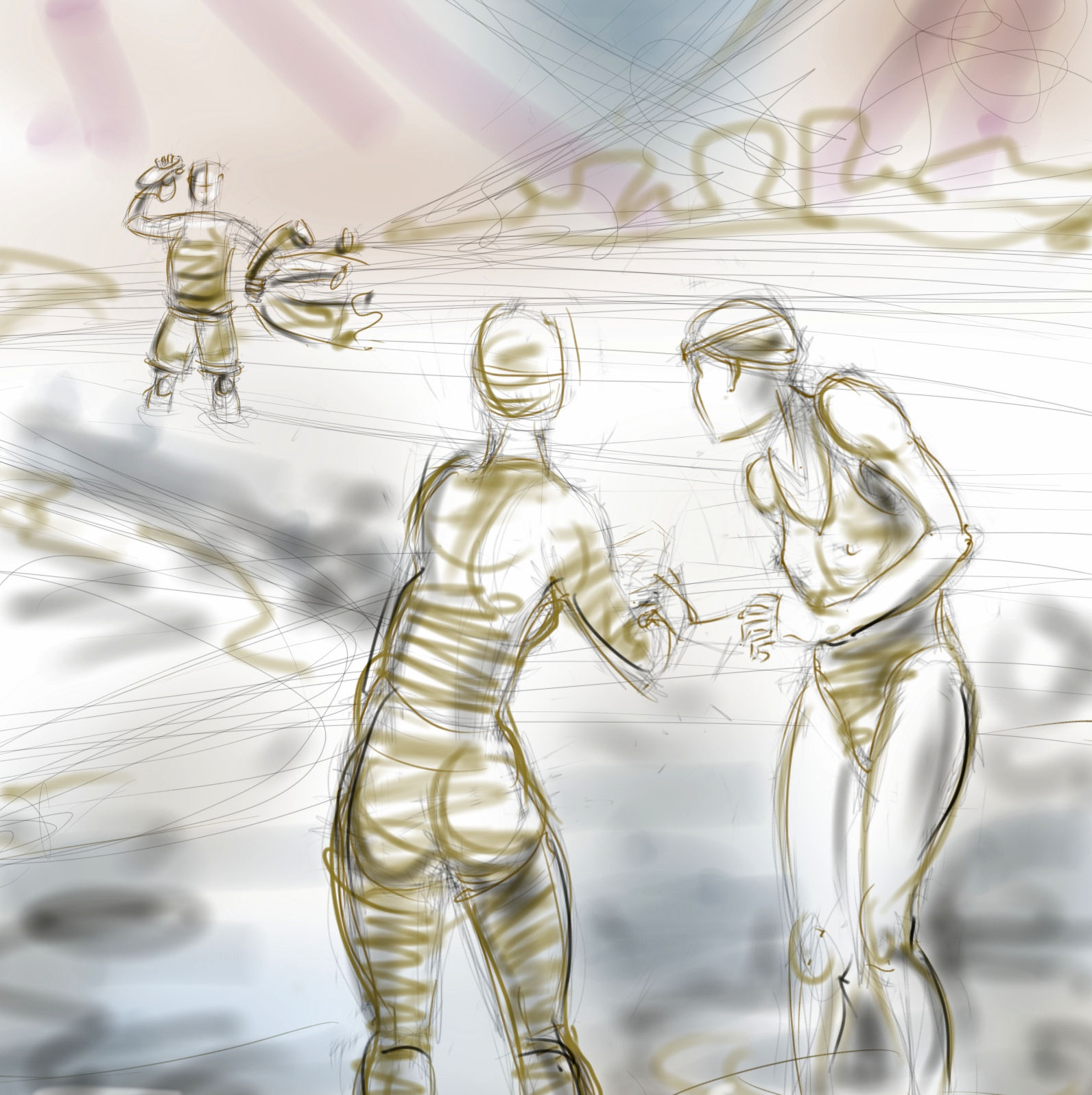 The Rescue at Wastwater - digital drawing by Nancy Farmer - detail